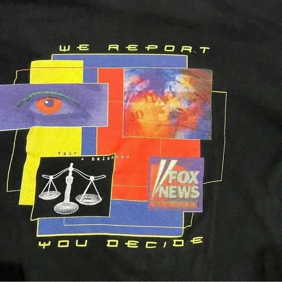 Vintage 90s Fox News Single Stitched Black Tee Shirt - Picture 3 of 8